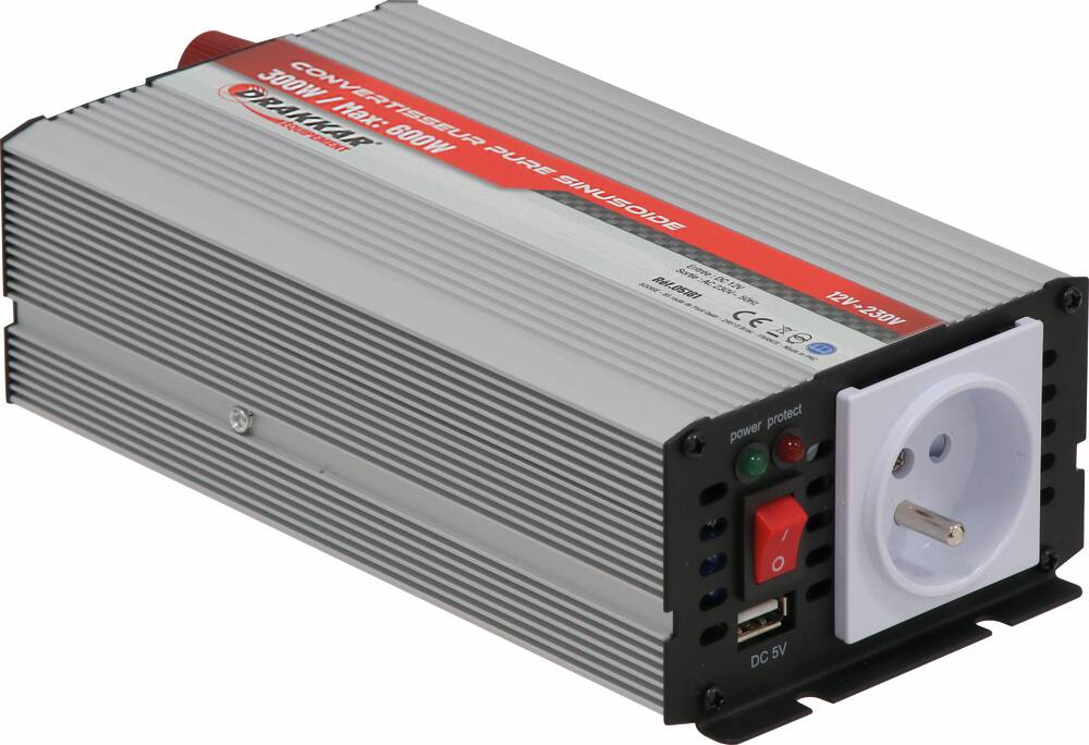 Convertisseur 12V DC/230V AC - 600W max - pure sinusoïde