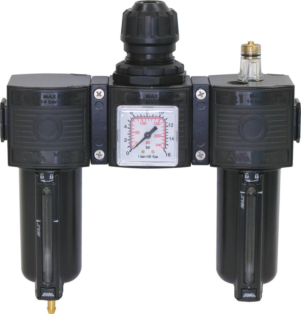 Filtre à air/régulateur/lubrificateur femelle avec manomètre