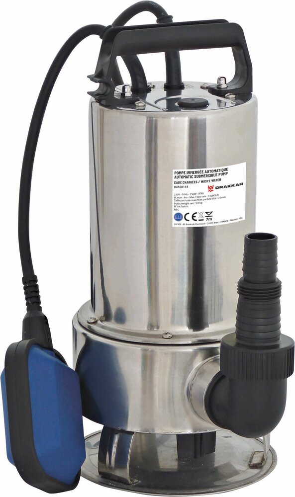 Stainless steel automatic submersible water pump 230V 750W with float