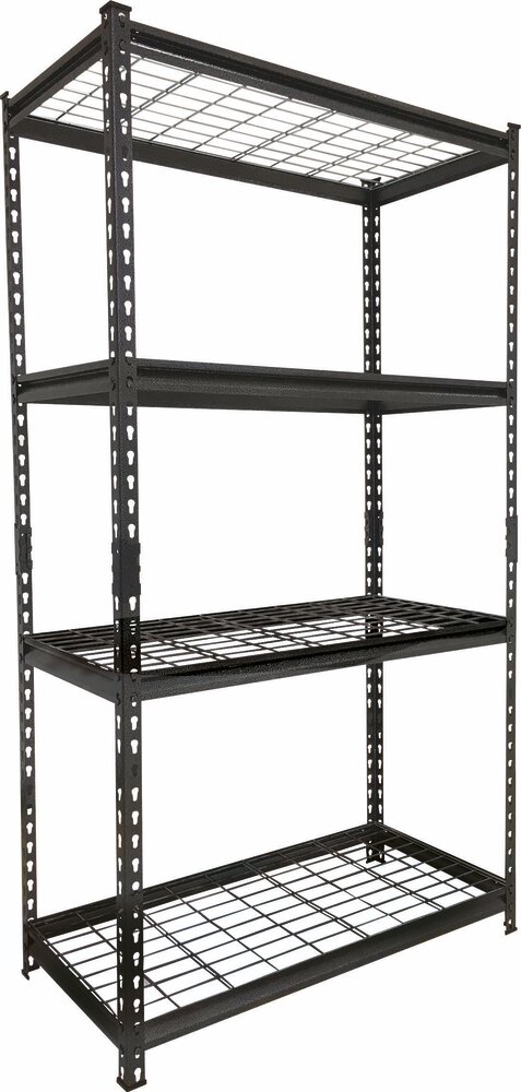 Étagère métallique à emboîter 4 tablettes grillagées 1674x914x457mm max 1T