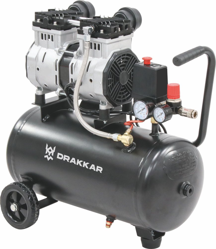 Compresseur silencieux 24L 8 bar 1,5CV 230V sans huile