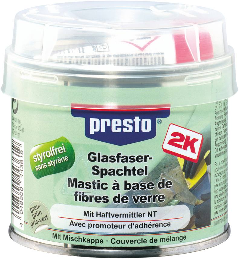 Mastic polyester renforcé fibre de verre avec tube durcisseur