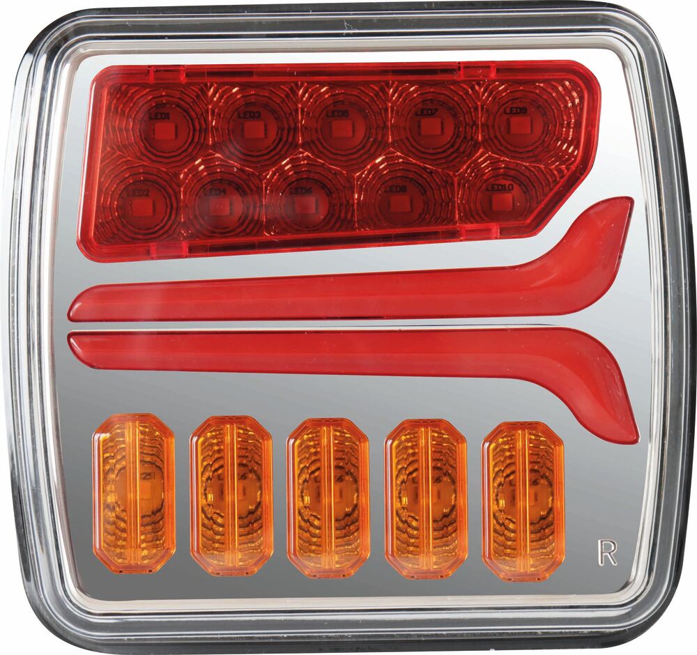 Feu arrière carré LED 12/24V 4 fonctions - blister