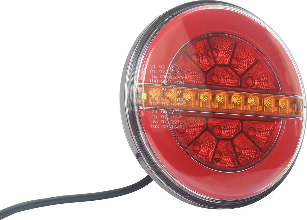 Feu arrière rond LED 12/24V 3 fonctions dynamique 136mm