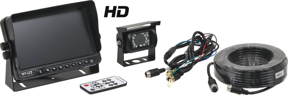 Kit caméra de recul 12/24V - écran couleur 7"/caméra/câble 15m/télécommande