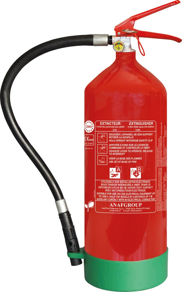 Extincteur à pression permanente à eau pulvérisée avec additif avec manomètre 6L