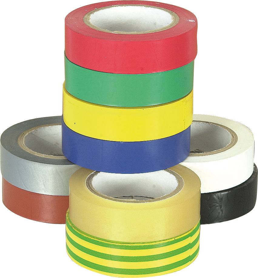Ruban adhésif isolant PVC couleur assorties 15mmx10m - lot de 10 pcs