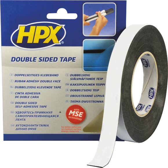 Fita adesiva dupla face preta 19mmx10m 25N - blister