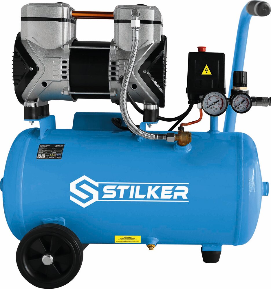 Compresseur 24L 8 bar 1,5CV 230V silencieux