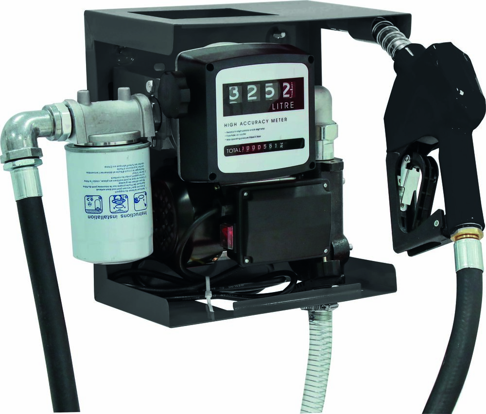 Pompe à gasoil 230V 50 l/min avec pistolet automatique/volucompteur/filtre
