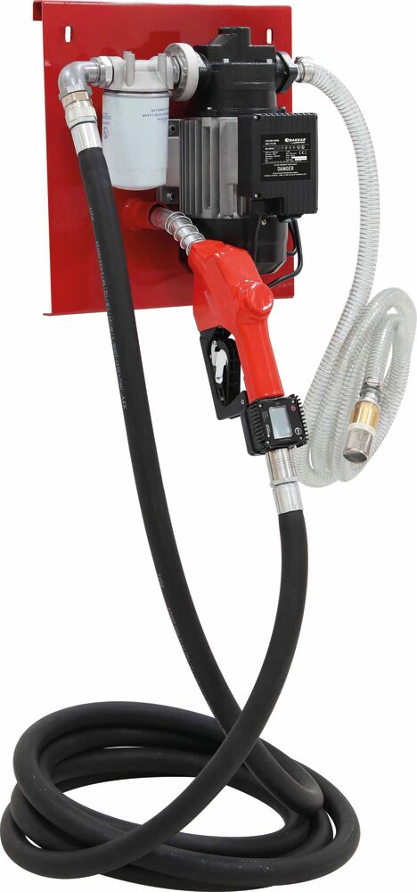 Pompe à gasoil 230V 100 l/min avec pistolet automatique/volucompteur digital/filtre - station murale