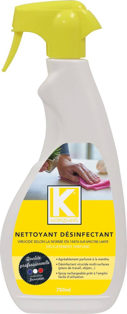 Limpiador y desinfectante virucida multisuperficies con aroma a menta - botella spray 750ml
