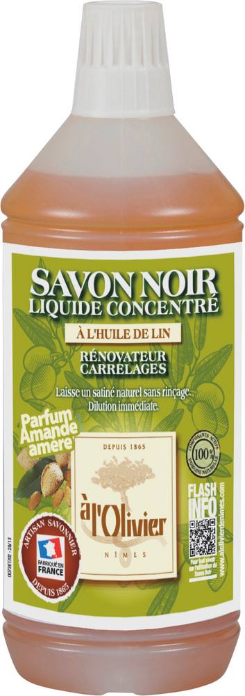 Liquid black soap with almond scented linseed oil - 1L bottle