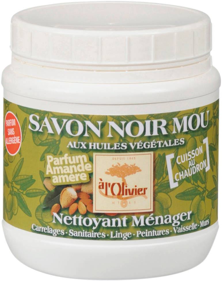 Savon noir mou traditionnel parfum amande pour nettoyer les sols - pot de 750g
