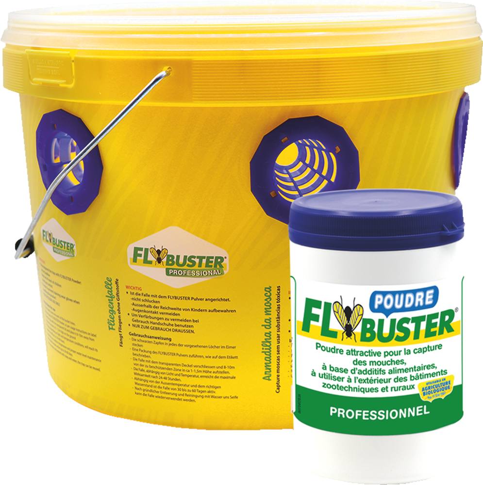 Piège à mouches FLYBUSTER avec seau de 10L et activateur