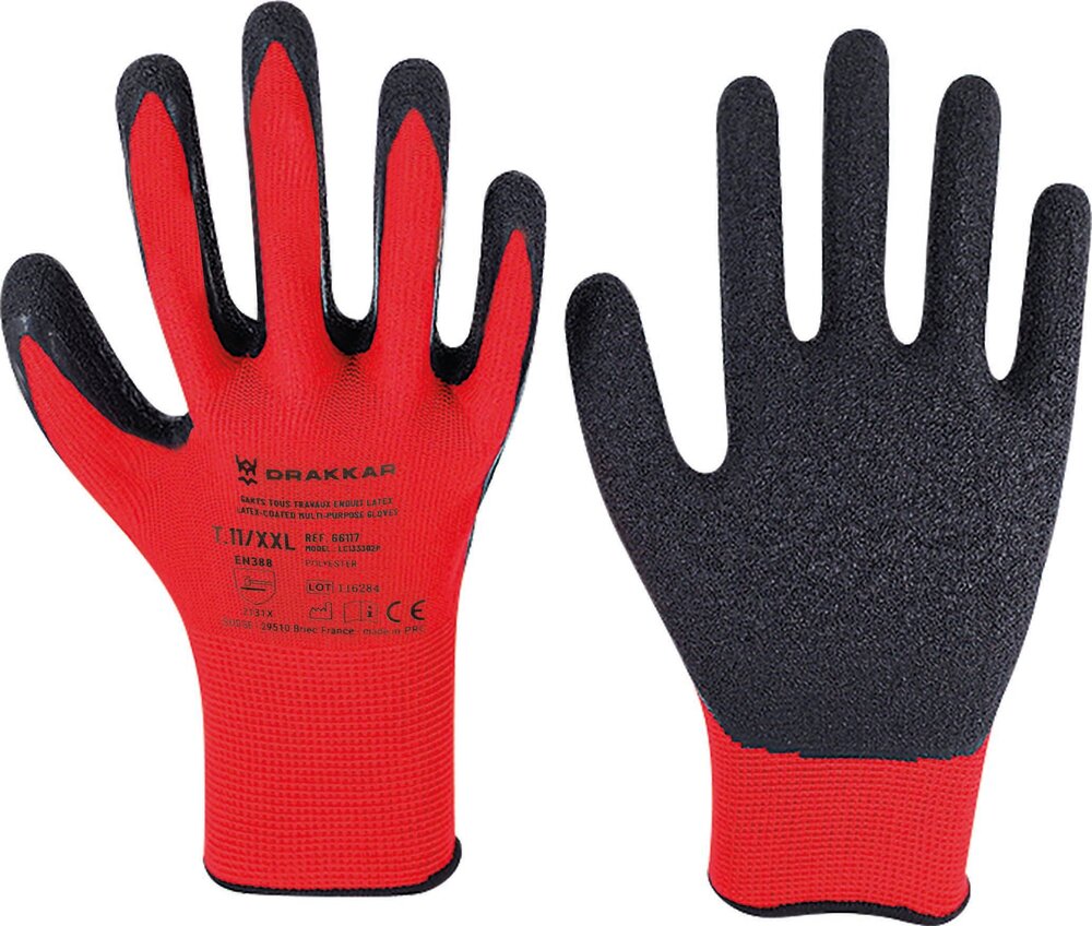 Paire de gants tous travaux enduit latex