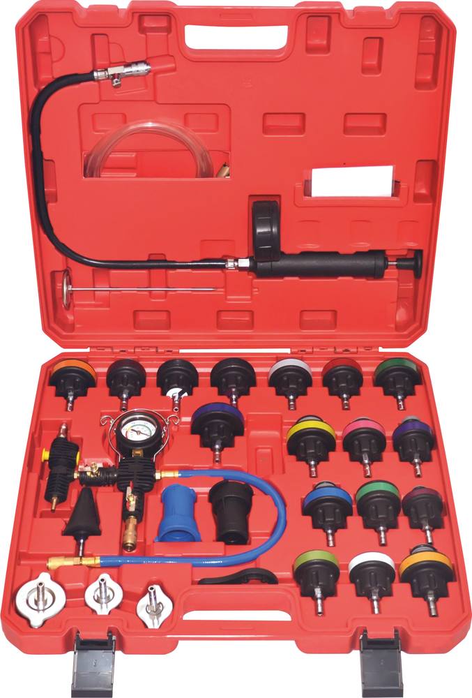Testeur et remplissage pneumatique de système de refroidissement - coffret de 28 pcs