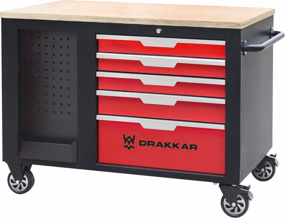Servante 10 tiroirs avec plan de travail en bois 1141x730x888mm
