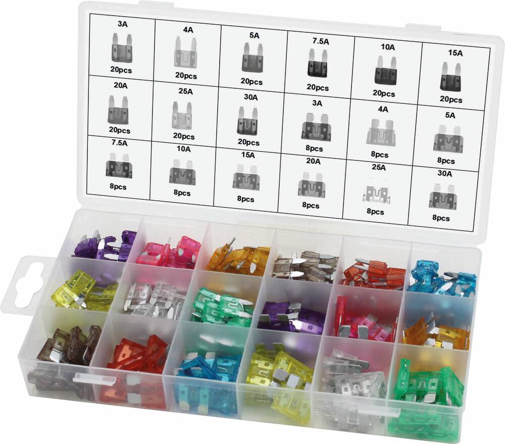 Conjunto de mini/padrão de fusíveis plug-in - caixa de 252 pçs